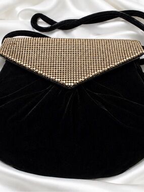 Vintage GoldCo China Black Velvet Handbag with Magnetic Closure